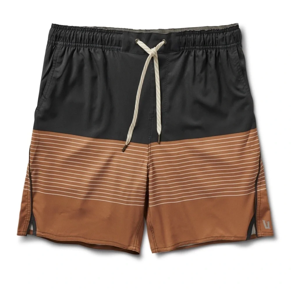 VUORI Trail Shorts Camel Stripe Size Small